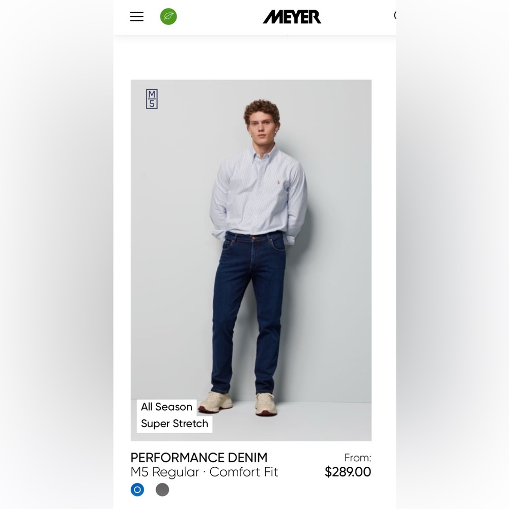 Meyer M5 Performance Regular Fit Medium Denim Jea… - image 1